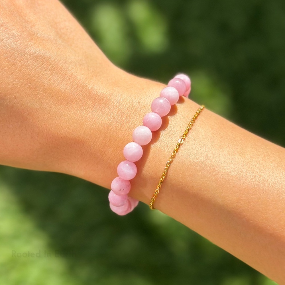 Treated Kunzite Quartz Beaded Bracelet- Love, Peace and Emotional Healing